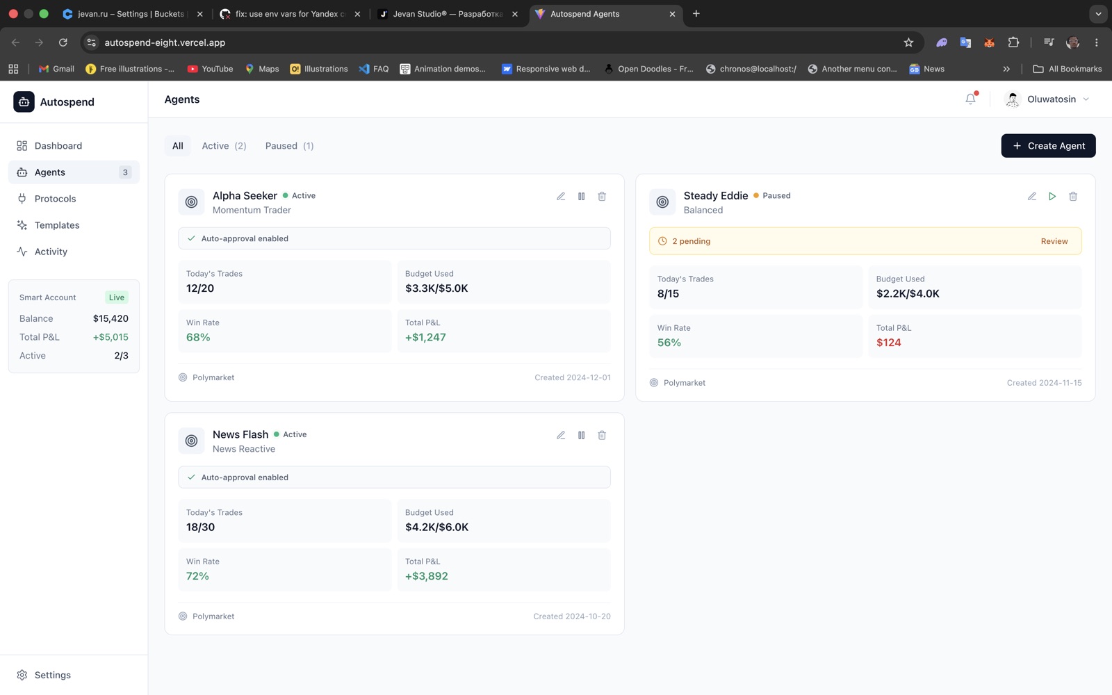 Autospend — AI trading system